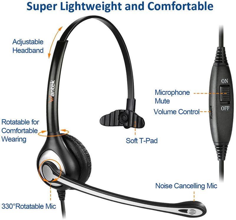  [AUSTRALIA] - Phone Headset with Microphone Noise Cancelling & Mute Switch, RJ9 Telephone Headsets Compatible with Cisco Office Landline Phones 6851 6945 7841 7861 7942 7945 7961 7962 7965 8811 8841 8845 8851 8861 Black