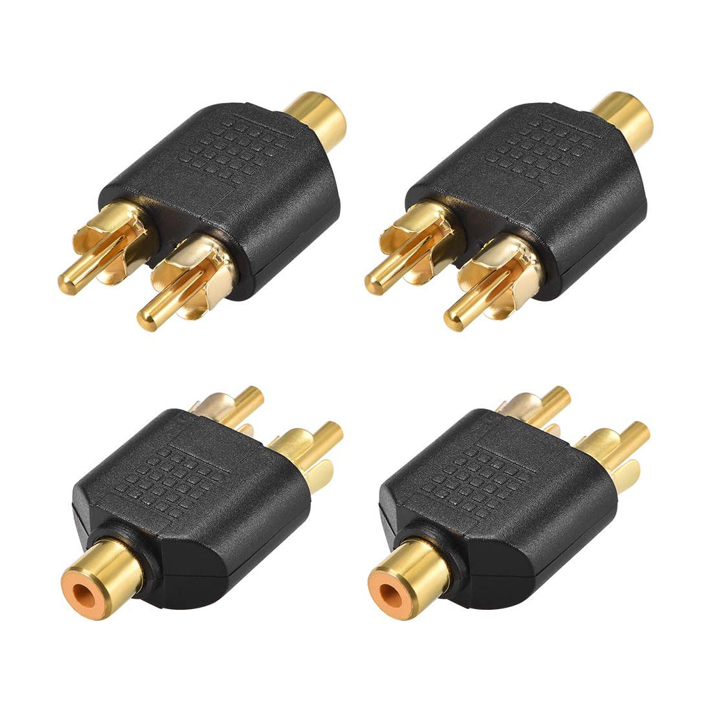  [AUSTRALIA] - uxcell RCA Female to 2 RCA Male Connector Splitter Adapter Couplers Black 4Pcs for Stereo Video AV TV Cable Convert