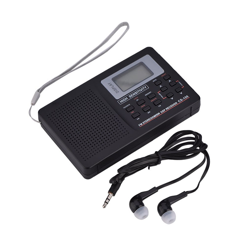 Portable Radio, FM/AM/SW/LW/TV Pocket Radio Sound Full Frequency Receiver Receiving Radio Alarm Clock(Black) Black - LeoForward Australia