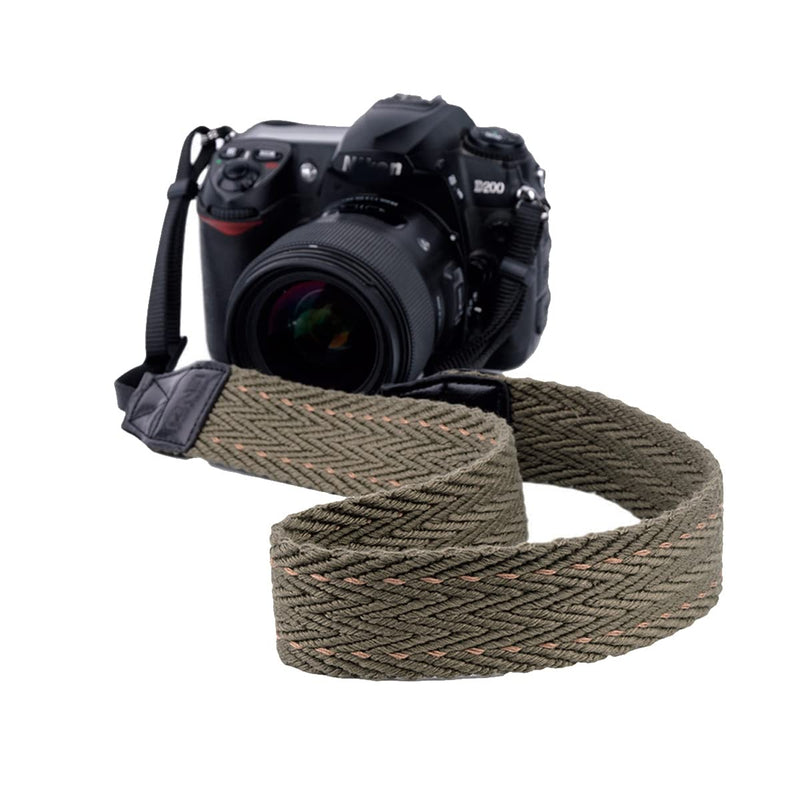  [AUSTRALIA] - Camera Neck Shoulder Strap ，Woven Vintage Camera Strap Belt for Women/Men All DSLR SLR Cameras Green-thick