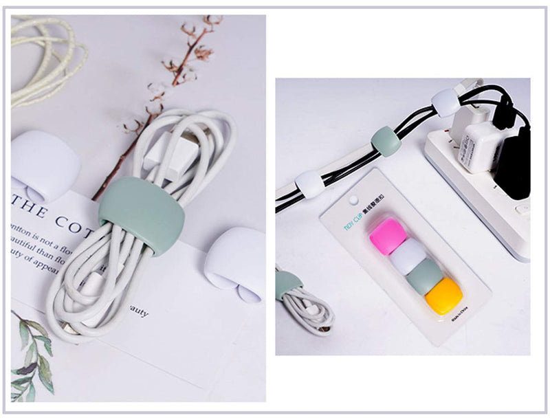  [AUSTRALIA] - 4Pcs Reusable Silicone Cord Organizer, Headphone Earphone Cable Organizer Cord Management Wrap Winder Headphone Cable Winder, Phone Charger Wire Clips for Business Travel
