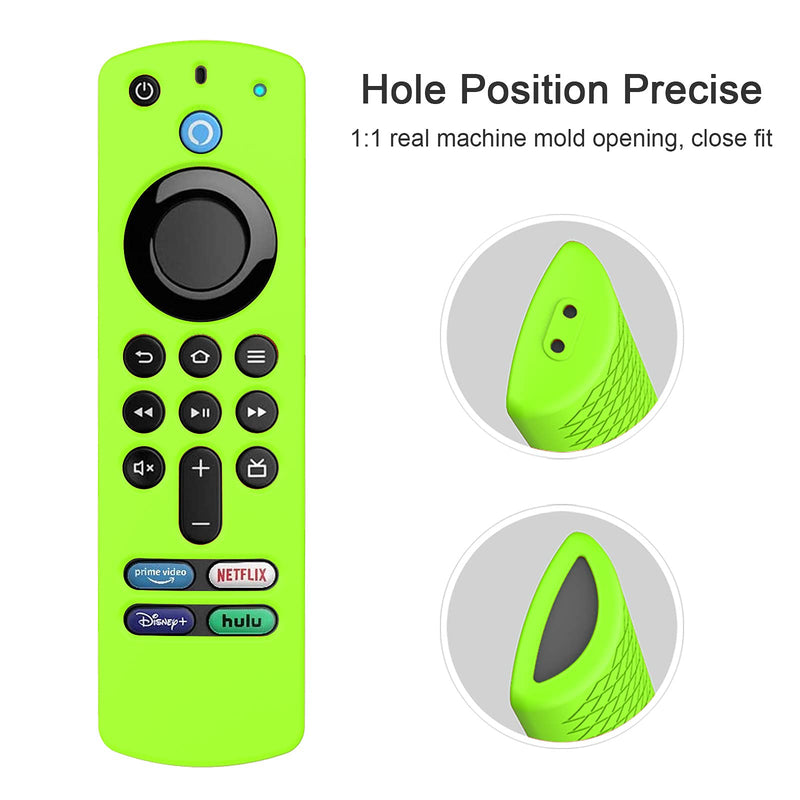  [AUSTRALIA] - Alexa Voice Remote 3rd Gen Cover, Green Case Replacement for TV Stick (3rd Generation) / 4K Max 2021 New Voice Remote, Silicone Protective Skin Sleeve Glow in Dark - LEFXMOPHY Fluorescence Green