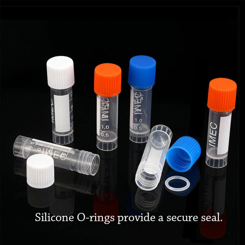  [AUSTRALIA] - 100PCS 2ml Plastic Small Vials with Screw Caps Sample Tubes Cryotubes,PP Material, Free from DNase, RNase, Human DNA 2ml 100pcs
