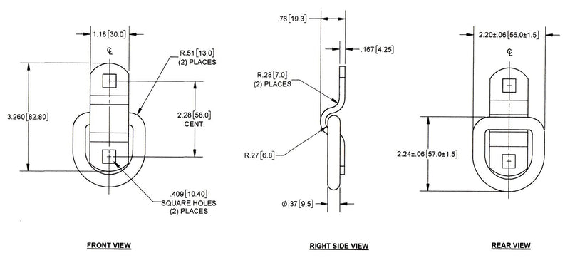  [AUSTRALIA] - Sierra Pacific Engineering Stainless Steel Tie Down, Surface Mount D-Ring 6,000 lb. Capacity Tiedowns 4-Pack 4 Pack