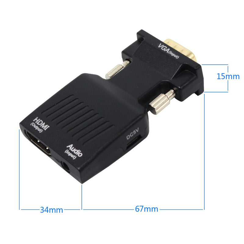  [AUSTRALIA] - VGA to HDMI Converter 1080 P VGA to HDMI Adapter with Video 1080P for PC Laptop to HDTV Projector with Audio Cable and USB Cable