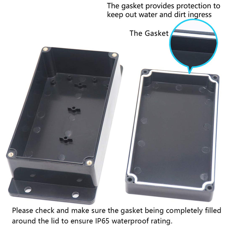  [AUSTRALIA] - Zulkit Junction Box ABS Plastic Dustproof Waterproof IP65 Universal Electrical Boxes Project Enclosure with Fixed Ear Black 6.22 x 3.54 x 2.36 inch (158 x 90 x 60 mm)(Pack of 1) 6.22'' x 3.54'' x 2.36''(Pack of 1)