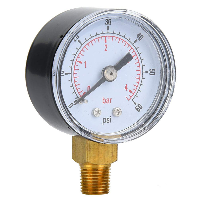  [AUSTRALIA] - Mechanical Pressure Gauge Pressure Gauge Measuring Tool 1/8inch BSPT Base Connection for Air Oil Water Measurement (0-60psi, 0-4bar)