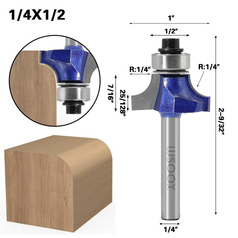  [AUSTRALIA] - WSOOX 4 piece rounding cutter standard cutter set for wood with 6mm shank, cutter for router set