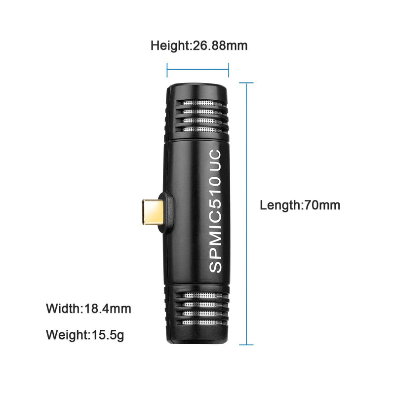  [AUSTRALIA] - USB-C Microphone, Saramonic SPMIC510UC Compact Stereo Condenser Microphone Plug & Play Type-C Mic Compatible with iPad Pro, Samsung Galaxy, LG, HTC Google, and Other USB-C Type Devices for Video