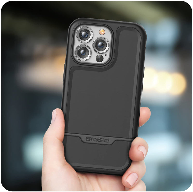  [AUSTRALIA] - Encased Rebel Designed for iPhone 13 Pro Max Belt Clip Case (2021) Protective Shockproof Case with Holster (Black) Black