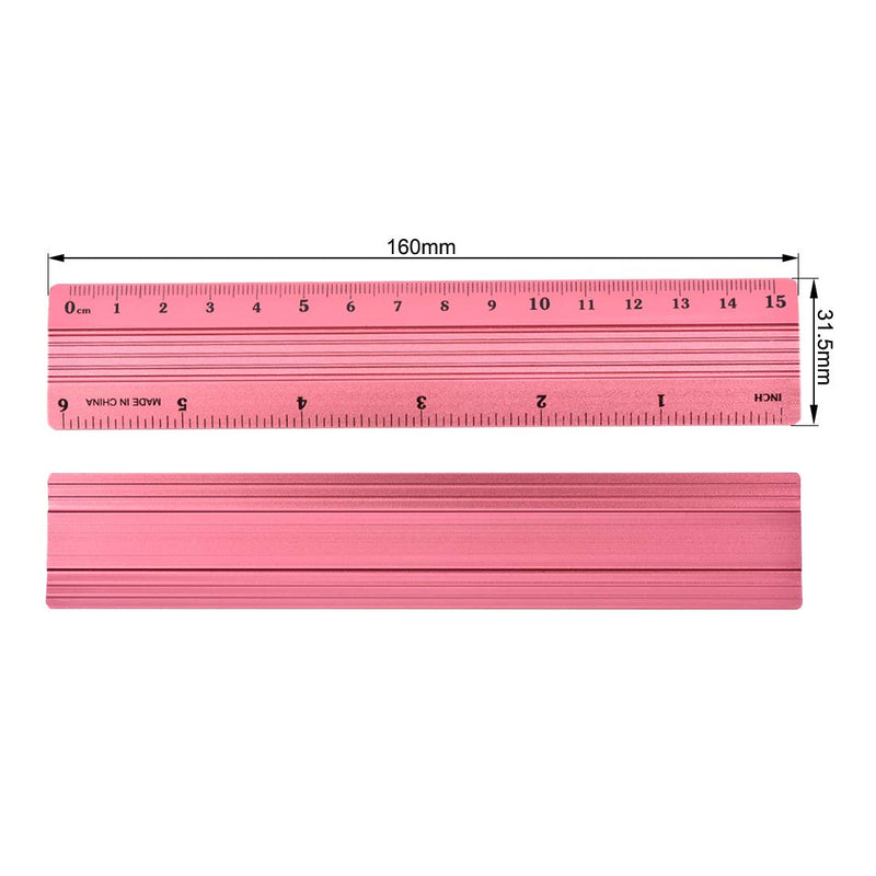  [AUSTRALIA] - uxcell Aluminum Ruler 6 Inches Precision Bevel Edge Metal Ruler Metric and Imperial Ruler for Engineer Drafting Sewing Measuring, Red 6 Inch