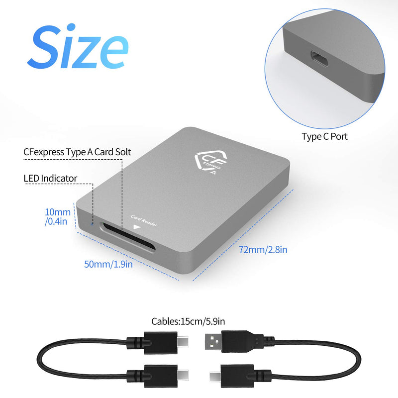  [AUSTRALIA] - CFexpress Type A Card Reader USB 3.1 Gen 2 10Gbps CFexpress Type A Reader Portable Aluminum CFexpress Type-A Memory Card Adapter Thunderbolt 3 Port Connection Support Android/Windows/Mac OS/Linux