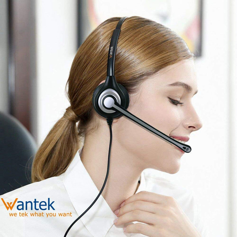  [AUSTRALIA] - Wantek 2.5mm Phone Headset with Microphone Noise Cancelling & Mute Switch, Office Telephone Headset Compatible with Panasonic AT&T ML17929 TL86103 Cisco Linksys SPA303 Vtech IS8151 Cordless Phones