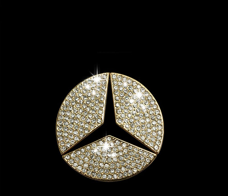  [AUSTRALIA] - TopDall Steering Wheel Bling Crystal Emblem Shiny Accessory Interior Decal Sticker for Mercedes-Benz Gold Large/49mm