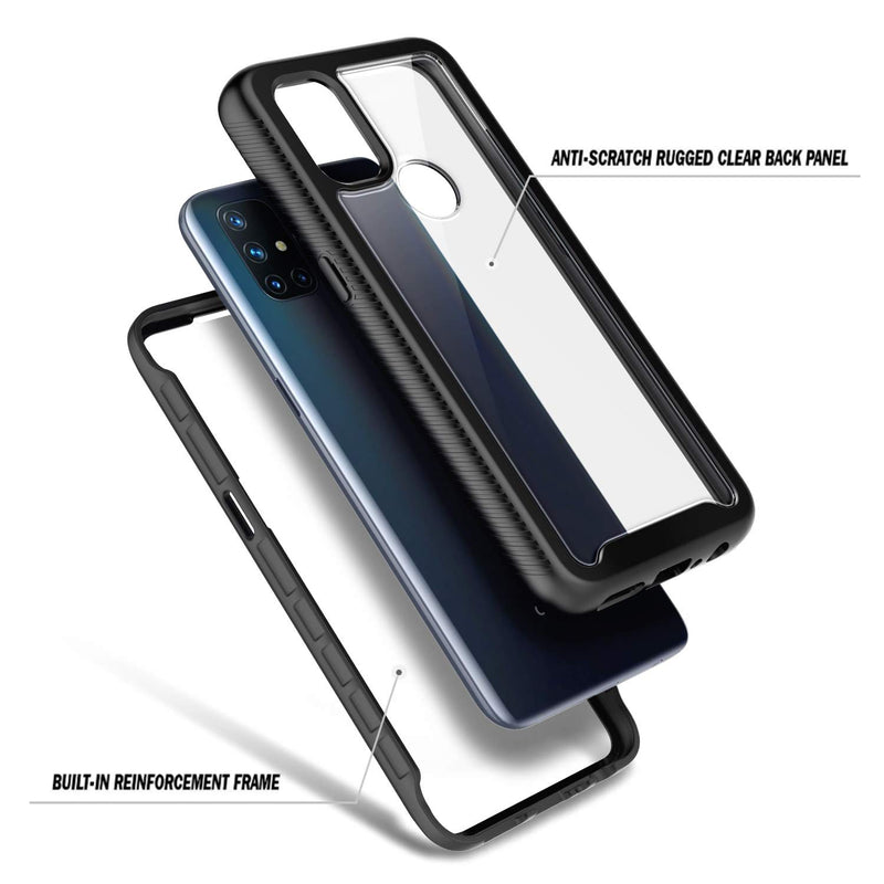  [AUSTRALIA] - NZND Case for OnePlus Nord N10 5G with [Built-in Screen Protector], Full-Body Protective Shockproof Rugged Bumper Cover, Impact Resist Durable Phone Case -Black Black