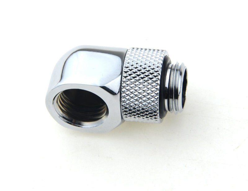  [AUSTRALIA] - BXQINLENX Nickel-Plated Brass Silver Chrome G 1/4" Male to Female 90° Rotary Enhance Multi-Link Adapter Fitting for Computer Water Cooling System(4 PCS)