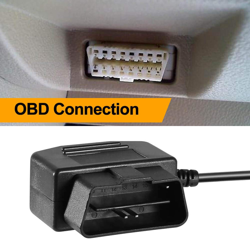  [AUSTRALIA] - OBD2 OBD Power Cable for Dash Camera, Ssontong OBD to Mini USB OBDII Adapter Hardwire Charger Cable 24 Hours Surveillance and Acc Two Mode Black