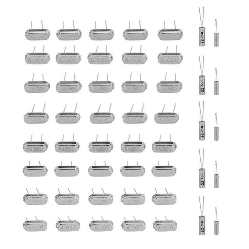  [AUSTRALIA] - 50 pieces 10 value quartz crystal oscillator 32.768 kHz -24 MHz DIY crystal resonators assortment kit assorted set