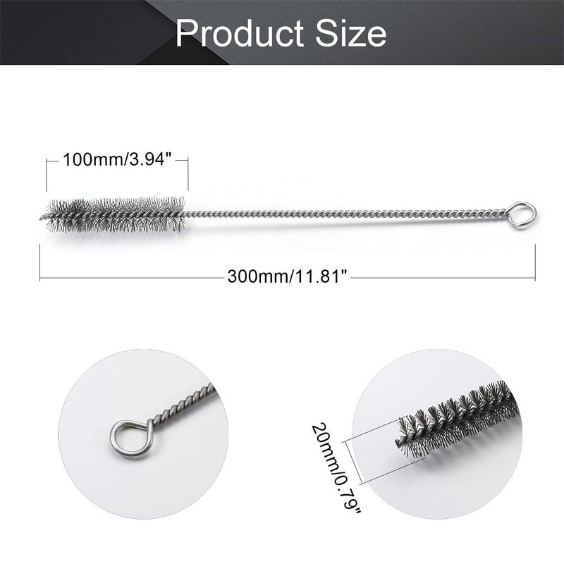  [AUSTRALIA] - Utoolmart Steel Wire Cleaning Brush, Spiral Power Tube Brush, Steel Wire Tube Brush Cleaning Tool, Tube Bottle Brush, 0.8-inch Diameter 12-inch Length, 5pcs 2cm