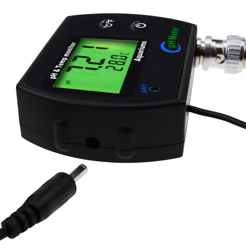 PH & Temperature 2-in-1 Continuous Monitor Meter w/Backlight Replaceable Electrode, Dual Display 0.00~14.00pH °C/ °F Water Quality Monitoring Kit, for Aquariums Hydroponics Pools Tanks Spa - LeoForward Australia