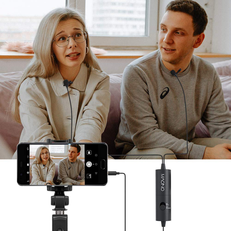 Lavalier Microphone MAONO Professional Omnidirectional Dual Head Lapel Clip on Interview Mic for Recording, Conference, Podcast, Compatible with iPhone, iPad, Android, Camera, PC, Computer, AU200 - LeoForward Australia
