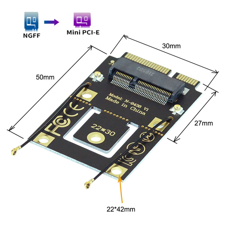  [AUSTRALIA] - Cablecc NGFF M.2 Key-A to Mini PCI-E PCI Express Converter Adapter for 9260 8265 7260 AC WiFi Bluetooth Wireless Card