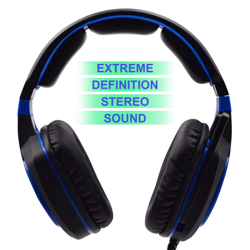  [AUSTRALIA] - Anivia Gaming Headset with Microphone, Lightweight Soft Comfortable Noise Canceling Mic Over Ear Headphones for PS4 PC Xbox One Laptop Mac Mobile & PC with 3.5mm - Blue Blue Black