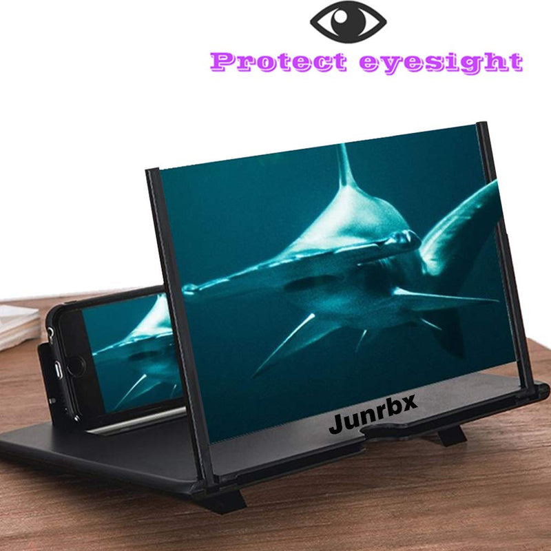  [AUSTRALIA] - Junrbx Screen Magnifier Amplifier, New Generation Phone Holder Screen Amplifier, 3D HD Video and Gaming Phone Projector-with Foldable Phone Stand, Supports All Smartphones black