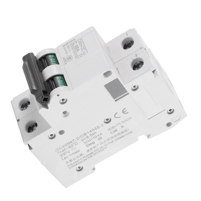  [AUSTRALIA] - 2P DC low voltage circuit breaker, 250V 16A/25A/32A/40A/60A C65H-DC interrupter low voltage for solar panels grid system pole vacuum circuit breaker (63A) 63A