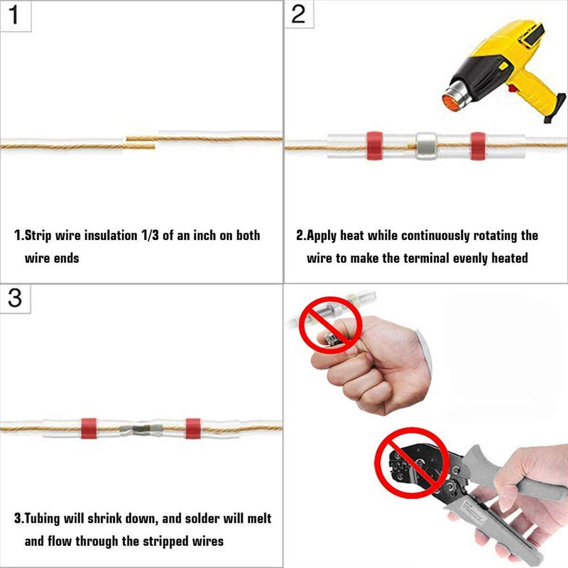 PONFY 50PCS Waterproof Heat Shrink Butt Connectors, Solder Seal Wire Connectors, Automotive Marine Electrical Terminals (Red) Red (22-18AWG) 50 - LeoForward Australia