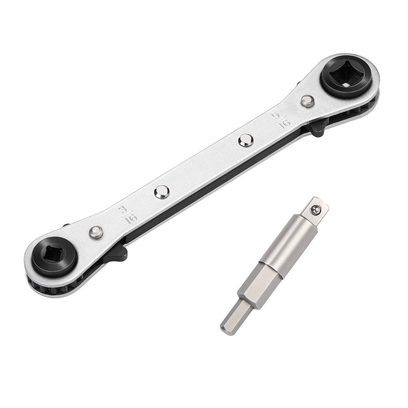  [AUSTRALIA] - Ratchet Wrench WADEO Ratcheting Service Wrench 3/8” to 1/4” with Hex Bit Adapter for Air Conditioning, Refrigeration Equipment, Equipment Repair