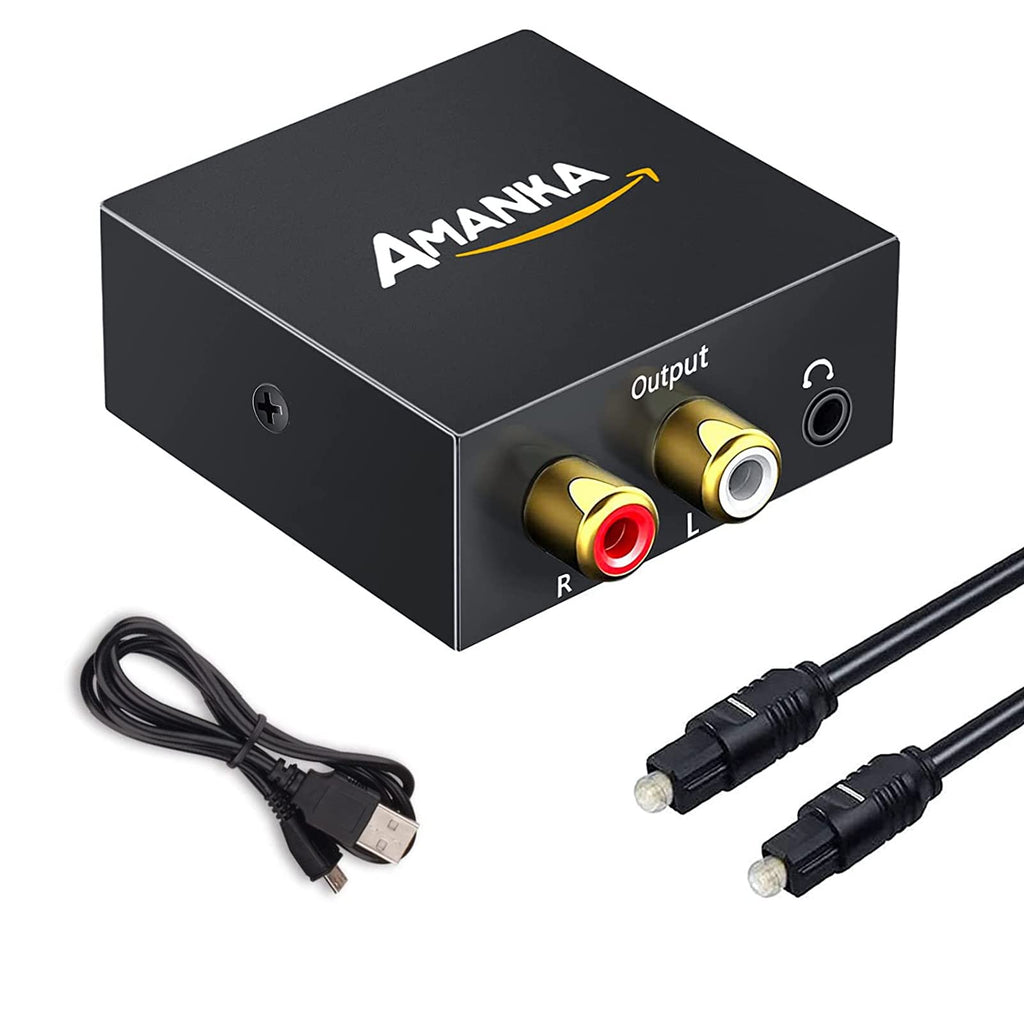  [AUSTRALIA] - Audio Converter, AMANKA Digital to Analog Audio Decoder with Digital Optical Toslink and Coaxial Inputs to Analog RCA and AUX 3.5mm (Headphone) Outputs Fiber Cable Included DAC with toslink cable
