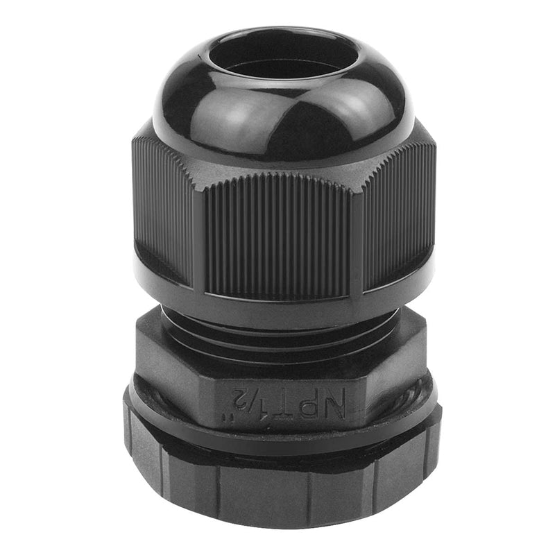  [AUSTRALIA] - 10 Pcs 1/2" IP68 Strain Relief Nylon Cord Grip Waterproof NPT Cable Glands Adjustable UL Listed and RoHS Compliant (Black) 1/2"-10pcs Black
