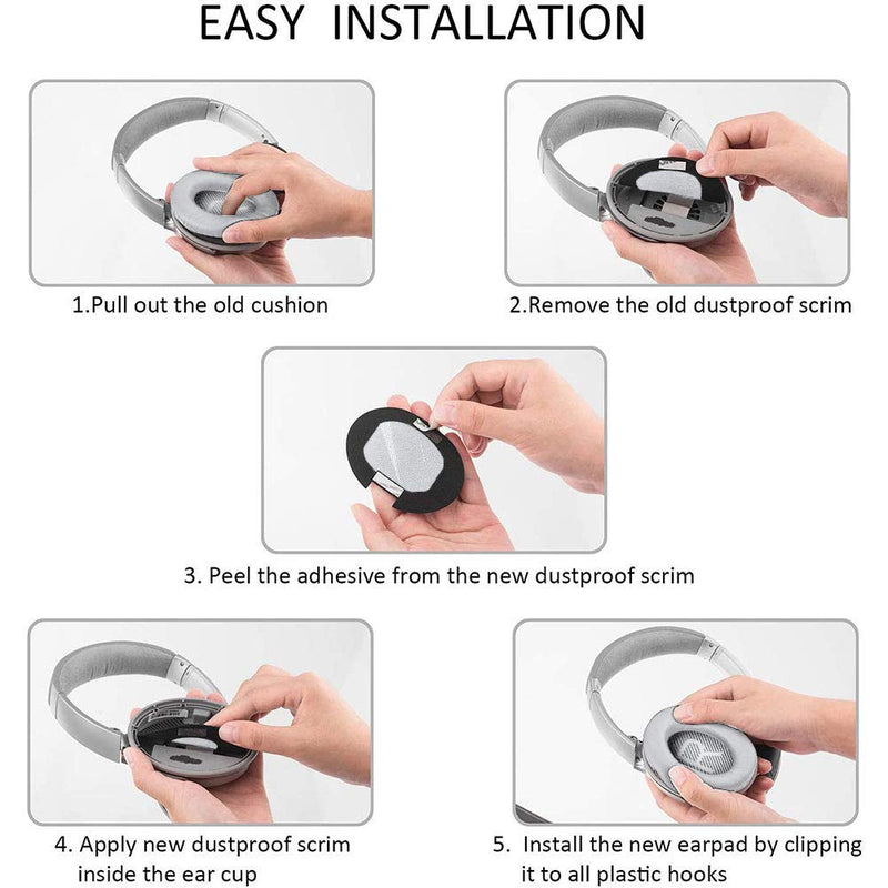  [AUSTRALIA] - QC35 Headphones Replacement Ear Pads - QC35,QC35ii Replacement Earpads Cushion - Compatible with Bose Quiet Comfort35,QC25,QC35ii,QC15,AE2,AE2i-Comfortable & Durable (Silver) Silver