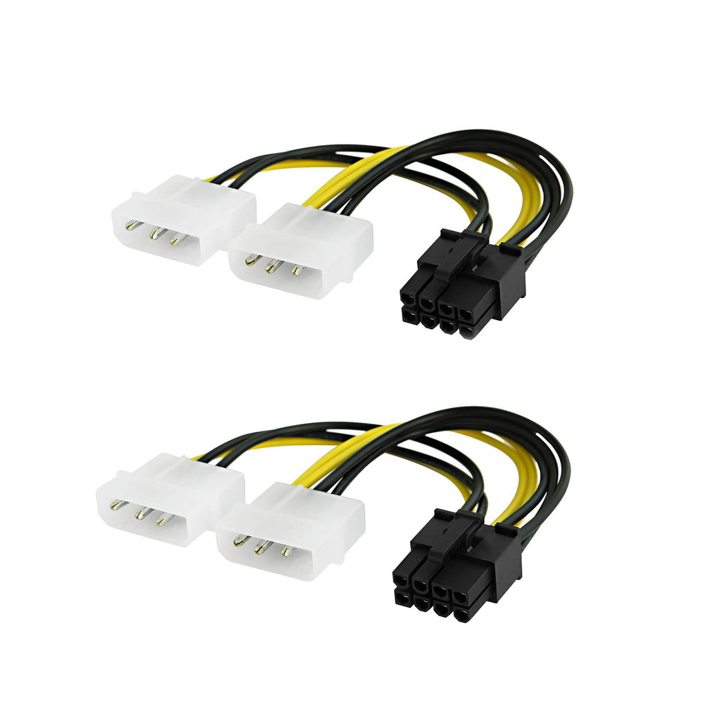  [AUSTRALIA] - CableCreation 8-Pin PCIe to Dual 4 Pin Molex Power Cable, 2-Pack Molex to PCIe Power Cable for NVIDIA, GeForce,Gigabyte, Sapphire Video Graphics Card etc. 4 Inch/10.16CM
