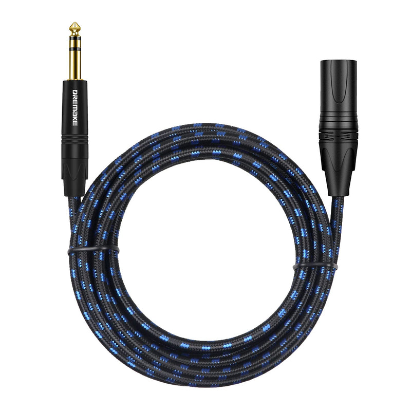  [AUSTRALIA] - DREMAKE TRS 1/4 to XLR Microphone Cable, 6.5mm Male to XLR Male Balanced Audio Cord, 10FT XLR 3-Pin to 6.35mm Stereo Plug Interconnect Cable for Speaker System, Stage Lighting, Studio Sound Console 10FT/3M