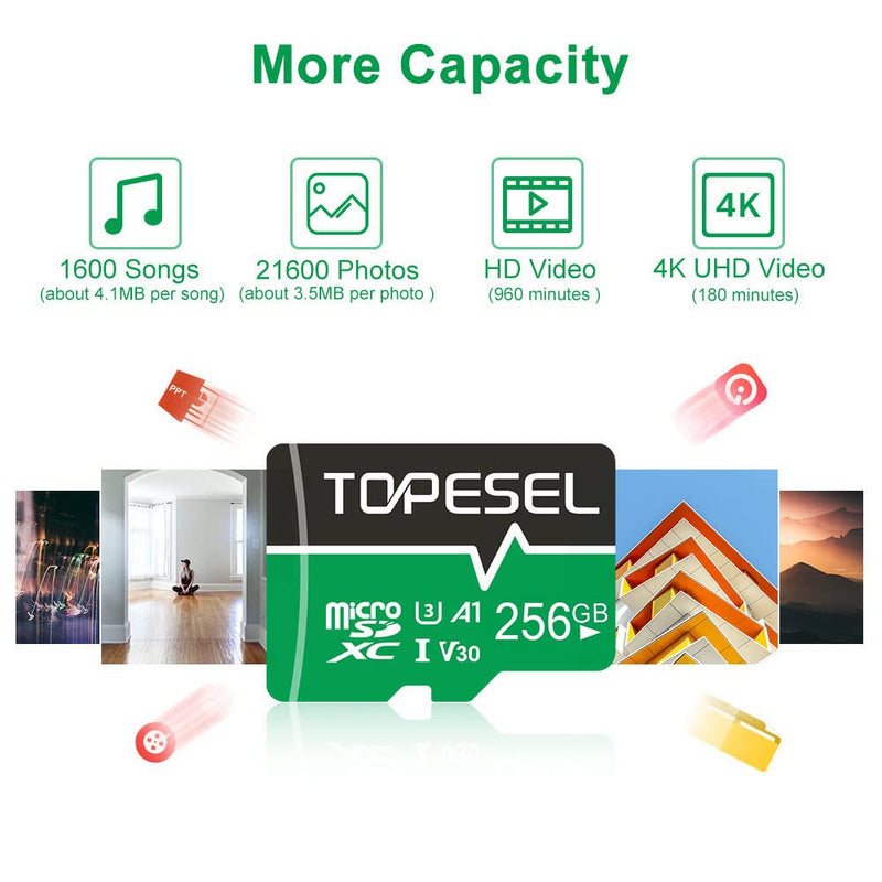  [AUSTRALIA] - TOPESEL 256GB Micro SD Card Memory Cards A1 V30 U3 Class 10 Speed up to 90m/s Micro SDXC UHS-I TF Cards for Camera/Drone/Dash Cam (1 Pack U3 256GB) 1PCS