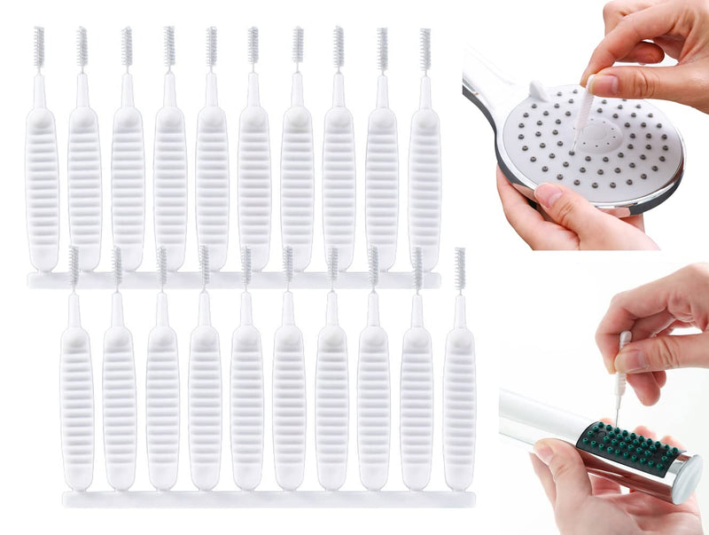  [AUSTRALIA] - 20PCS White Nylon Mini Shower Head Cleaning Brush Anti-Clogging Shower Nozzle Cleaning Brushes Multifunctional Small Hole Cleaner for Window Slot Phone Keyboard Car Vent