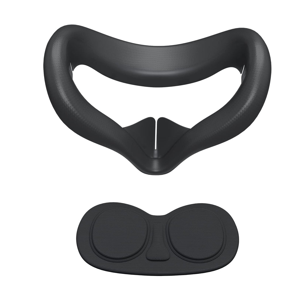  [AUSTRALIA] - SUPERUS VR Silicone Face Cover Compatible for Oculus Quest 2 with Lens Protector, Washable Face Pad & Scratch-Resistant Lens Cover, Lightproof Dust-Proof Non-Slip VR Accessories 2-Pack Set (Black)