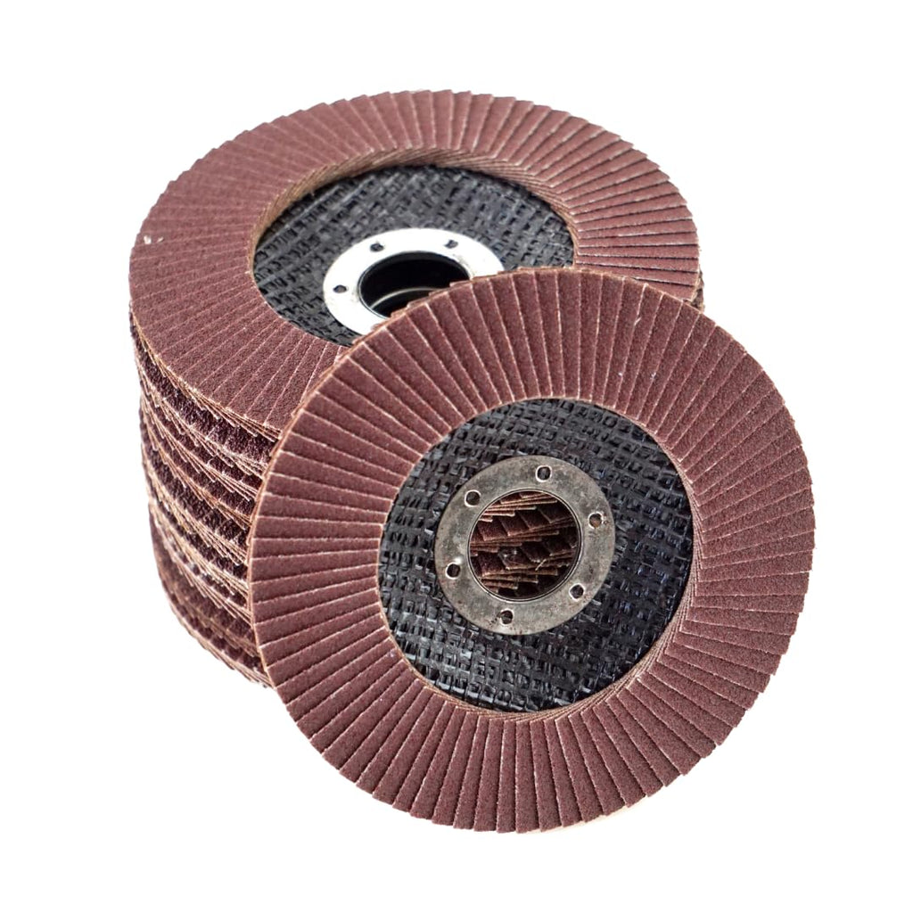  [AUSTRALIA] - 10 serrated washers | Ø 125mm | Grain 80 | Brown for metal & wood | | Professional quality | for angle grinders | Flap disc | Sanding mop | Lamellar discs | Grinding wheels | Grind