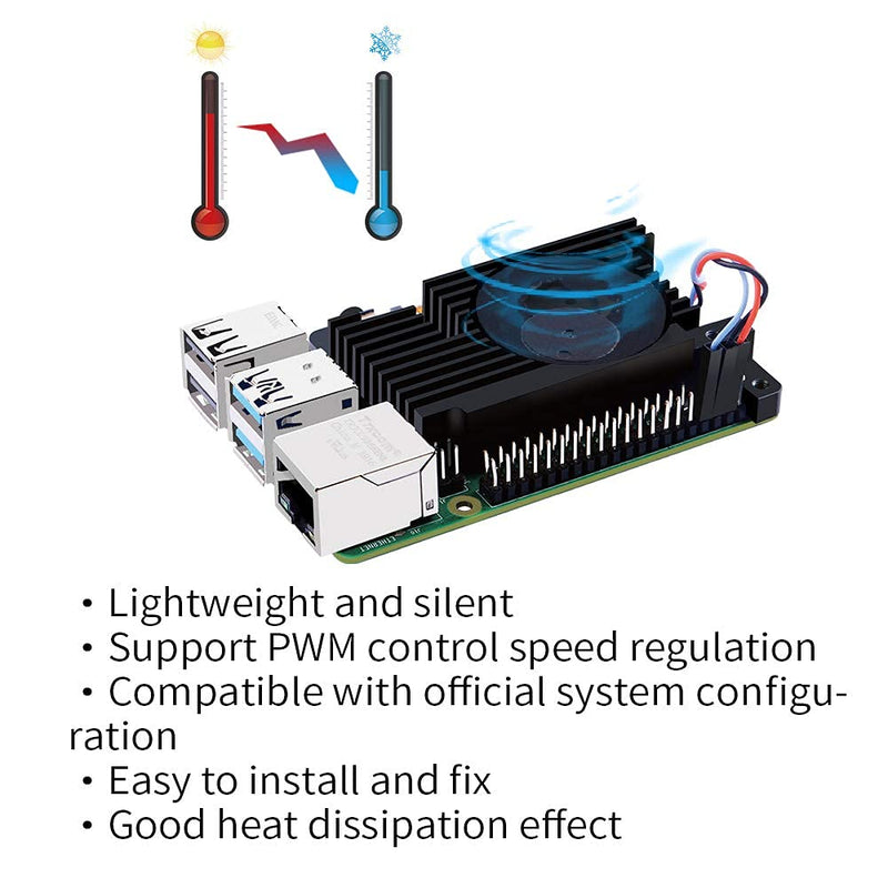  [AUSTRALIA] - GeeekPi Raspberry Pi 4 Armor Lite Heatsink with PWM Fan, Raspberry Pi Aluminum Heatsink Cooling Kit for Raspberry Pi 4 Model B for Pi 4B