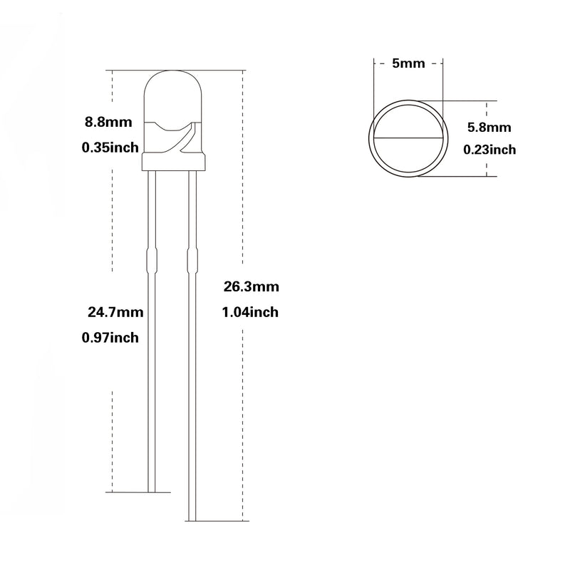  [AUSTRALIA] - OWOFYDR 100 5mm red diffused LED diode lamp (Color Lens Frosted Round DC 2V 20mA) Lighting Bulb lamp Electronic Component Indicator Light Emitting diode Red - 100pcs