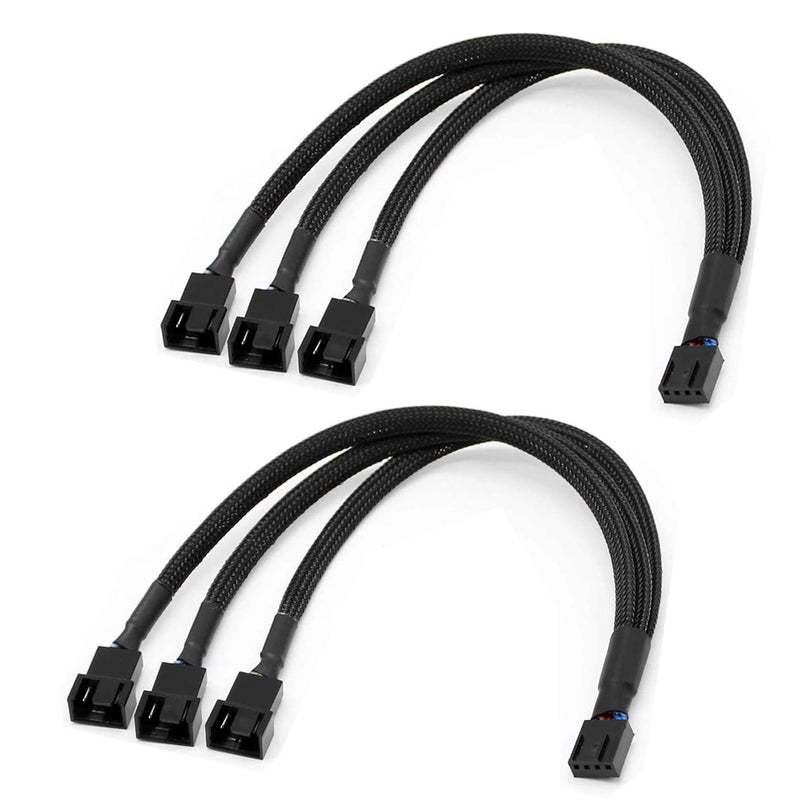  [AUSTRALIA] - 3 Way 4 Pin PWM Fan Splitter,Adapter Cable Sleeved Braided Y Splitter PC 4 Pin Fan Extension Power Cable 1to2，1 to 3 ，1to4，Converter for Computer ATX Case Cooling Fan Cable (Y Splitter-1to3-2pack) Y Splitter-1to3-2pack