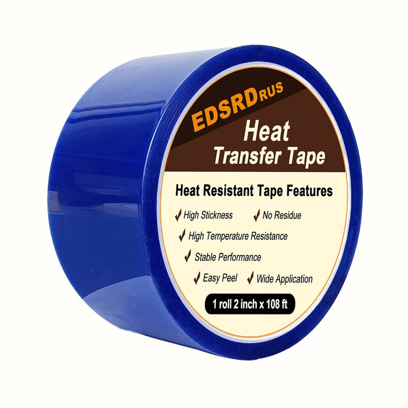  [AUSTRALIA] - EDSRDRUS Multiple Colors and Sizes Heat Resistant Tape for Sublimation, Heat Tape No Residue Heat Transfer Tape for Heat Press 3D Printer Electronics Soldering Curcuit Board Blue 2 inch x 108 ft, 1 roll