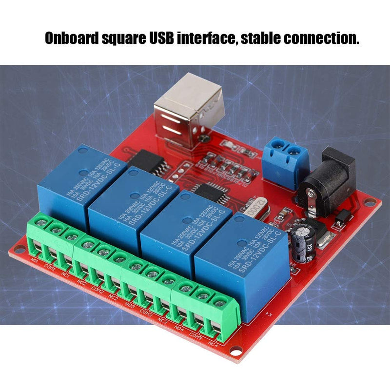  [AUSTRALIA] - Diyeeni 4-Channel 12V USB Control Switch Relay Module, Relay Board Computer Smart Switch Controller, PC Relay Module Expansion Board, Relay Board for Automation