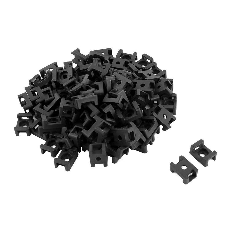  [AUSTRALIA] - 50 Pcs Black Cable Tie Base Saddle Type Mount Wire Holder, Cable Zip Ties with Self-Locking 6 Inch & 0.145 Inch,#8 x 0.6 Inch Deep Thread Pan Head Screws Black 50pcs