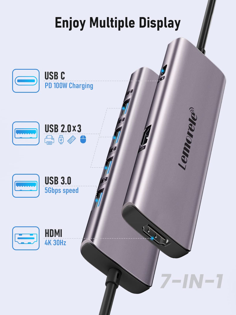  [AUSTRALIA] - Docking Station Dual Monitors, USB C Docking Station for Laptop, Computer Hub Multi Monitor Docking Station with Dual 4K 30Hz HDMI Adapter, 4 USB, 100W PD Charging Port for Dell XPS 13/15, Lenovo Yoga Grey