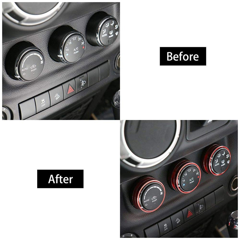 RT-TCZ Radio Channel Switch Button Audio Air Conditioning Knob Button Cover Decoration Twist Switch Ring Trim 5PCS for Jeep Wrangler JK JKU 2011-2018 & for Jeep Compass 2010-2015 & for Jeep Patriot 20 - LeoForward Australia