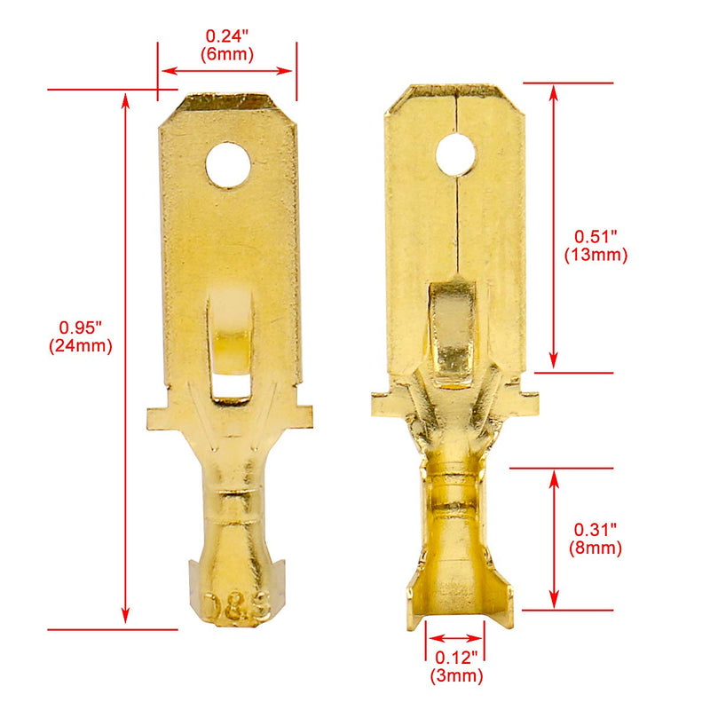  [AUSTRALIA] - Baomain Male Spade Quick Splice Crimp Terminals 6.3mm Crimp Connector Non Insulated Pack of 100