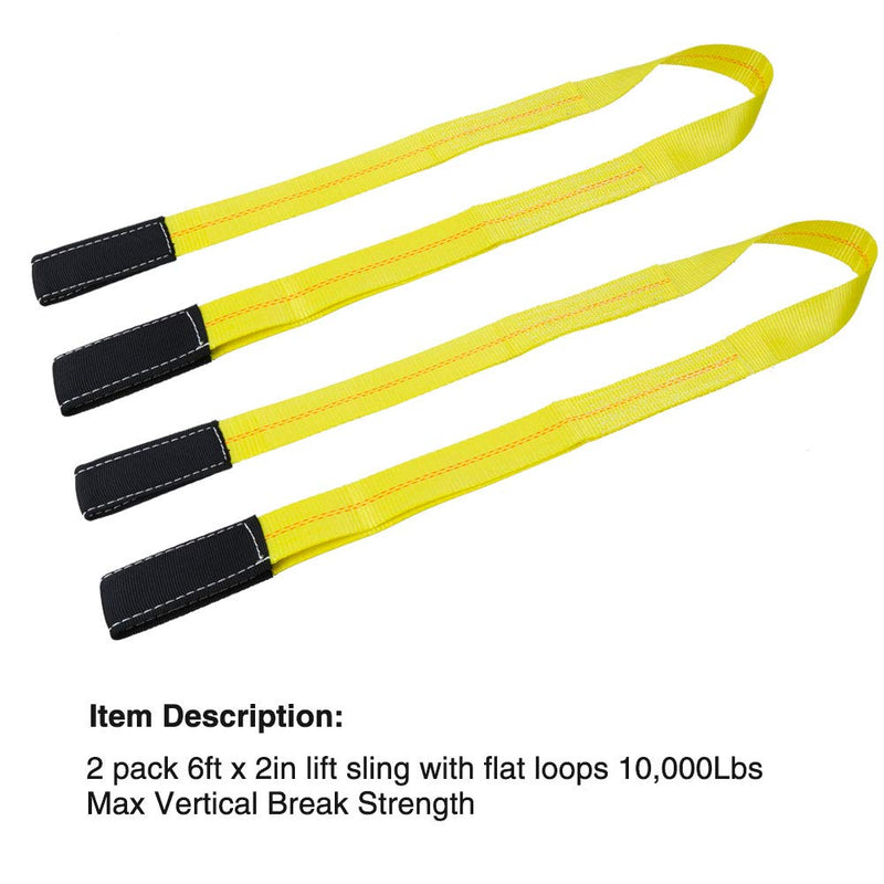  [AUSTRALIA] - Trekassy 2 Pack 6' x 2" Lift Sling Straps 10,000lbs Max Vertical Break Strength Capacity